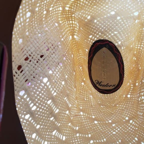 Vintage Vestern Stevens natural straw western hat - Picture 7 of 8